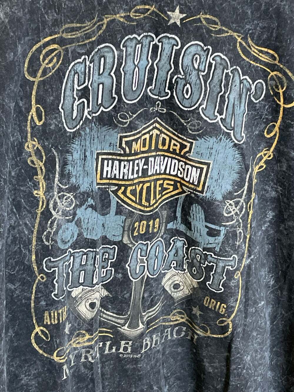 Harley-Davidson Myrtle Beach Cruisin' The Coast 2019 Graphic Acid Wash Men's 2XL - Picture 7 of 9